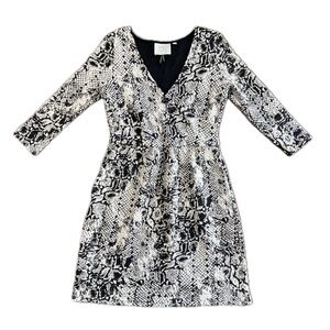 Anthropologie HD in Paris Faux Wrap Snakeskin Print Dress Size XS